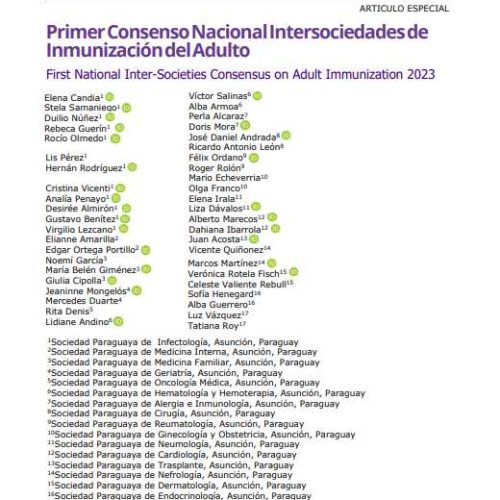 Primer Consenso Nacional Intersociedades de Inmunización del Adulto